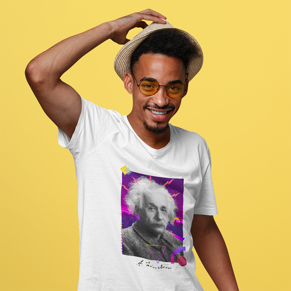 Albert Einstein 80's - T-shirt Unisexe à Manches Courtes