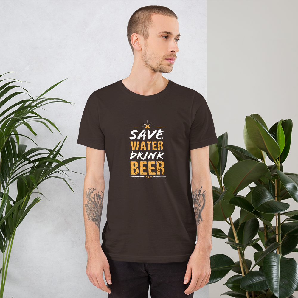 Save water drink beer -T-shirt Unisexe à Manches Courtes