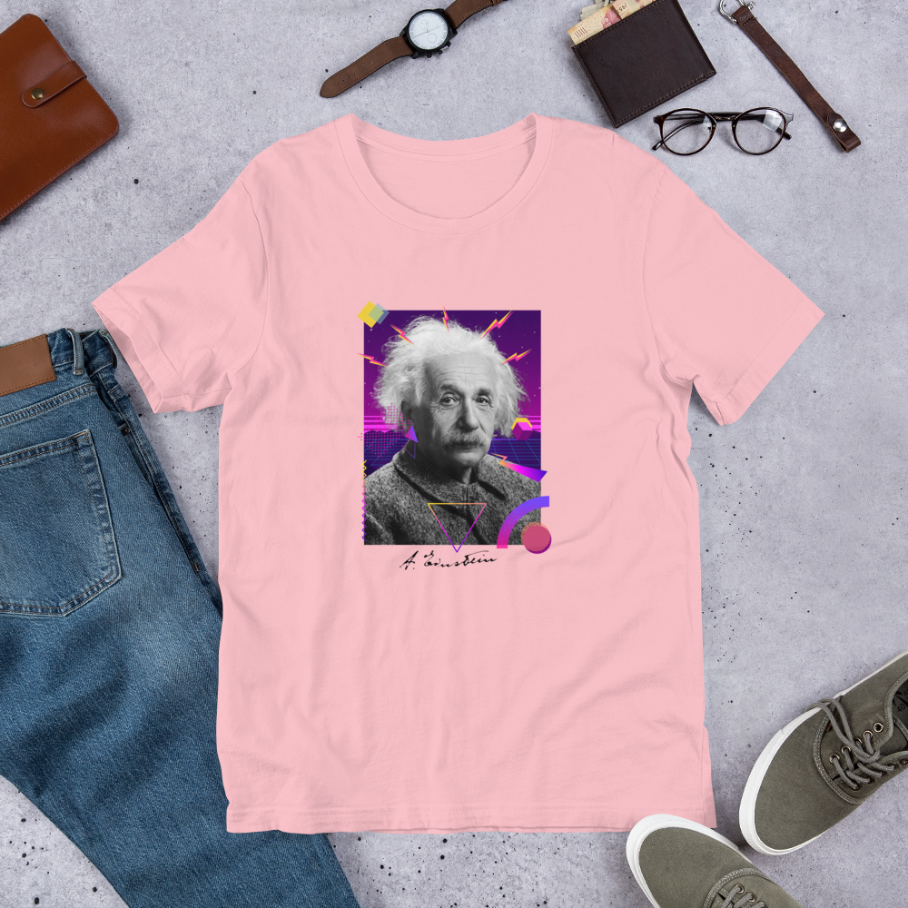 Albert Einstein 80's - T-shirt Unisexe à Manches Courtes