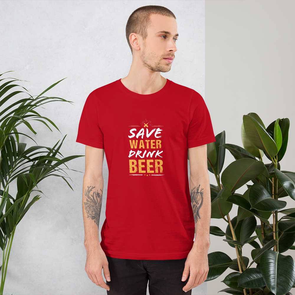 Save water drink beer -T-shirt Unisexe à Manches Courtes