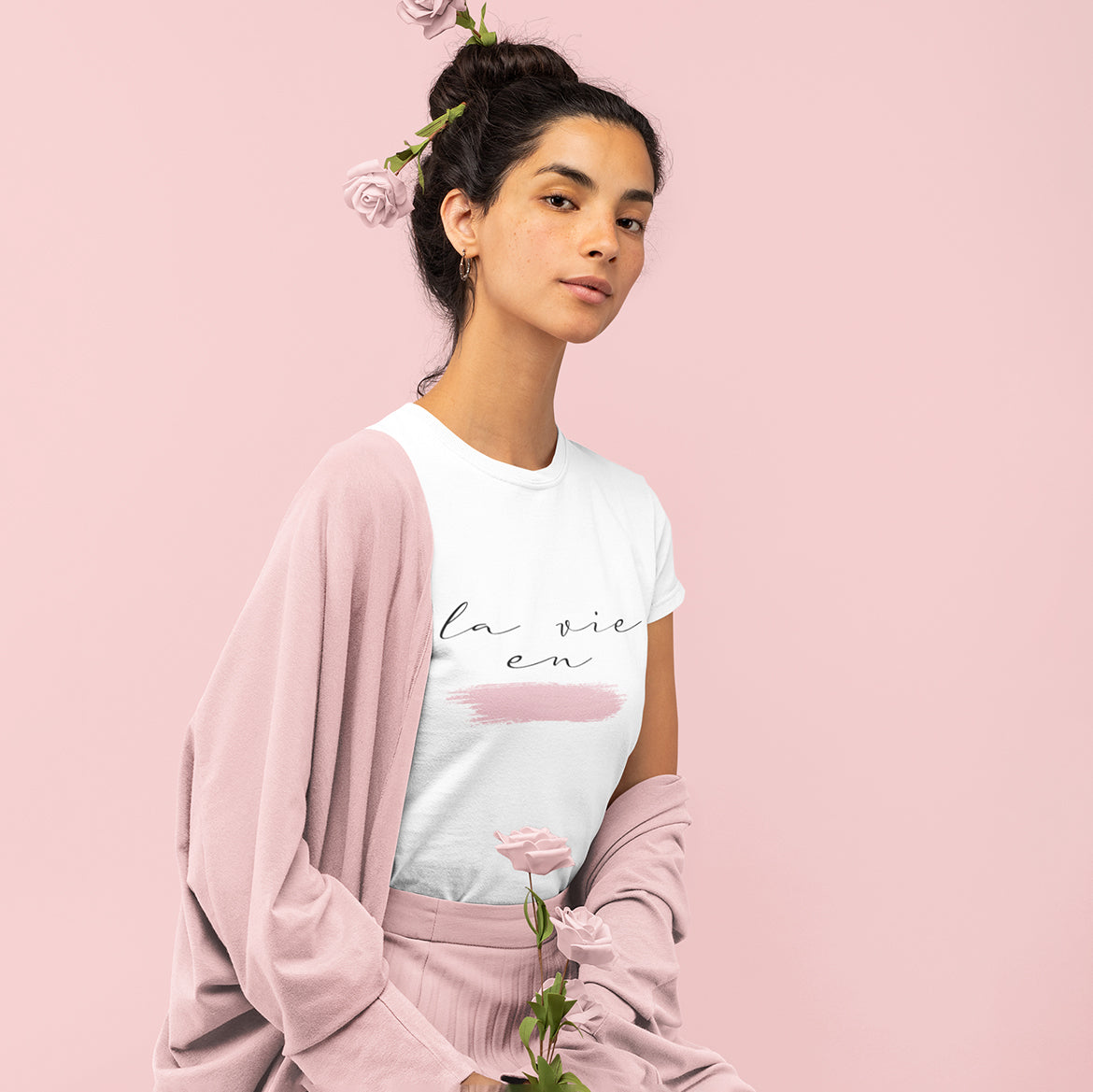 La vie en rose - T-shirt à Manches Courtes pour Femmes