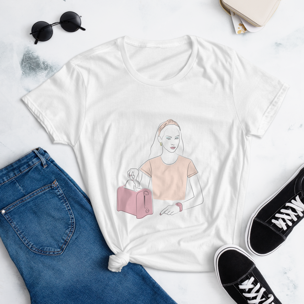 Visage et grille-pain - T-shirt à Manches Courtes pour Femmes